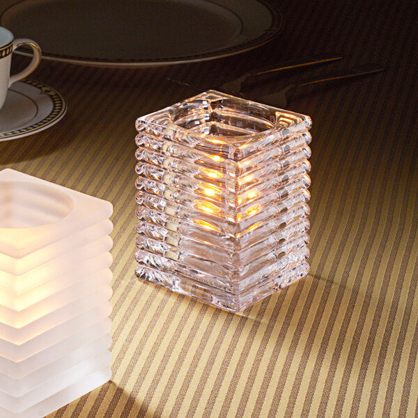 Clear Horizontal Rib Block Glass Lamp