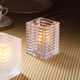 Clear Horizontal Rib Block Glass Lamp