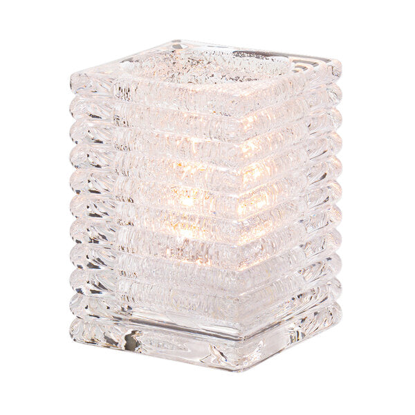Clear Jewel Horizontal Rib Block Glass Lamp