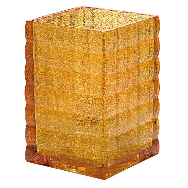 Amber Jewel Optic Block Glass Lamp