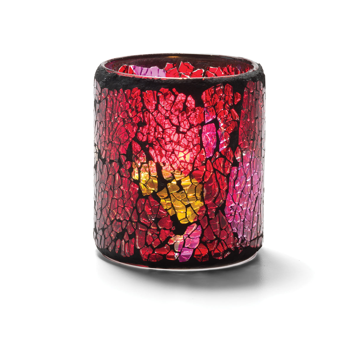 Red & Gold Crackle Glass Votive Lamp